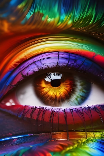 Uma visão colorida do olho de perto