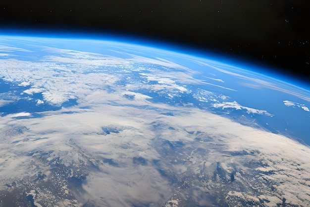 Uma visão da terra do espaço com um fundo azul