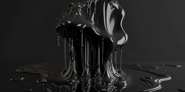Uma visão detalhada das gotas e ondulações do Vantablack em uma poça escura