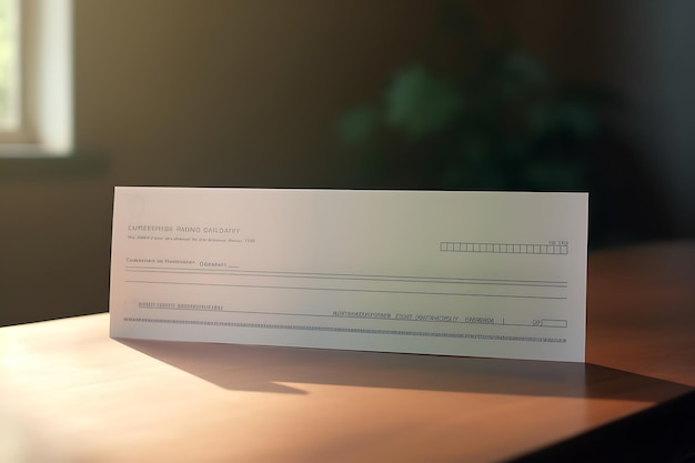 Foto uma visão detalhada de um cheque em branco