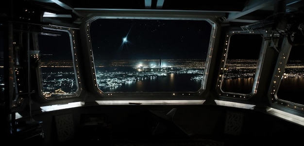 Foto uma visão do cockpit de um avião da cabine de comando.