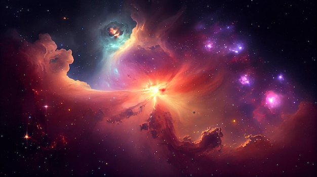 Uma visão do espaço para uma galáxia e estrelas Universo cheio de estrelas nebulosa e galáxia Tiro panorâmico em grande formato Elementos desta imagem fornecidos pela NASA