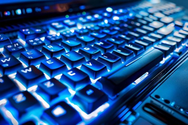 Foto uma visão em close-up de um teclado de computador descansando em uma mesa mostrando detalhes intrincados e textura
