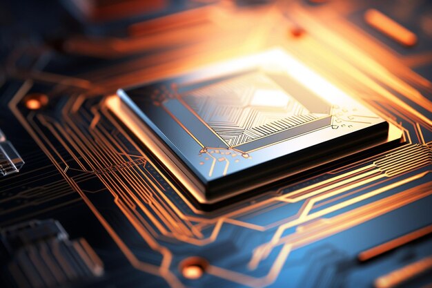 Foto uma visão macro da nanofabricação de microchips