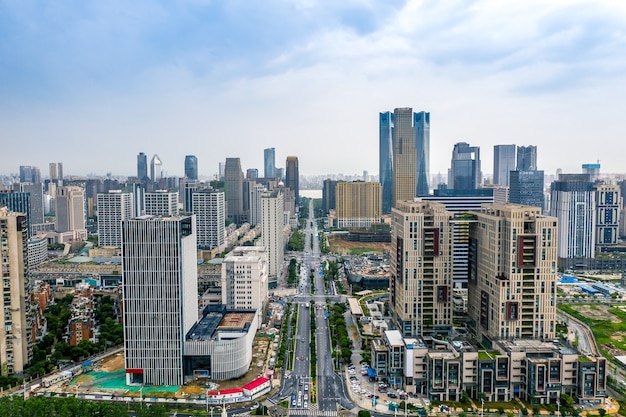 Uma visão panorâmica do Honggutan CBD em Nanchang