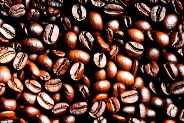 Uma visão superior da composição perfeita de grãos de café