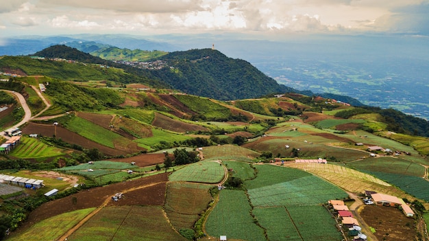 Uma vista aérea da área agrícola