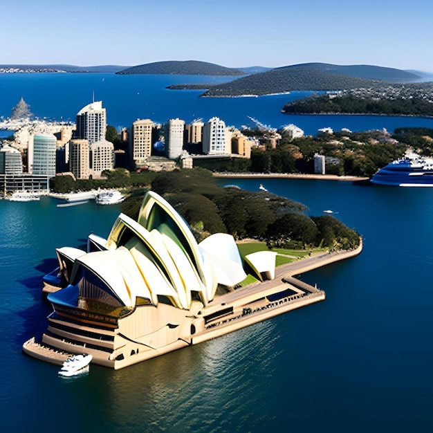 Uma vista aérea da Ópera de Sydney