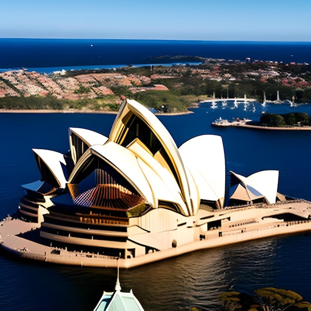 Uma vista aérea da Ópera de Sydney