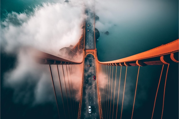 Uma vista aérea da ponte golden gate em san francisco generative ai