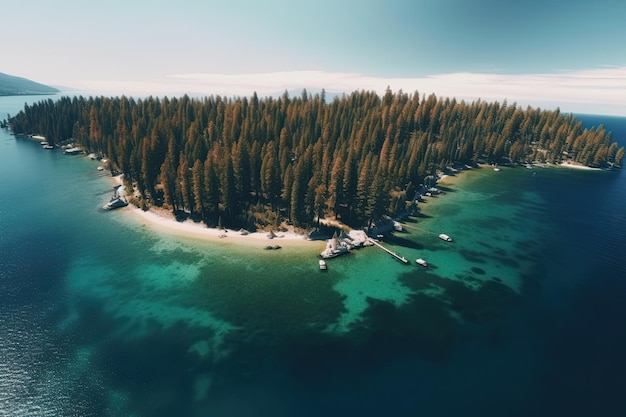 Uma vista aérea de tirar o fôlego de uma ilha tropical no mar Um paraíso de verão