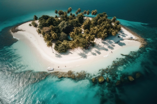 Uma vista aérea de uma pequena ilha tropical Imagem generativa de IA