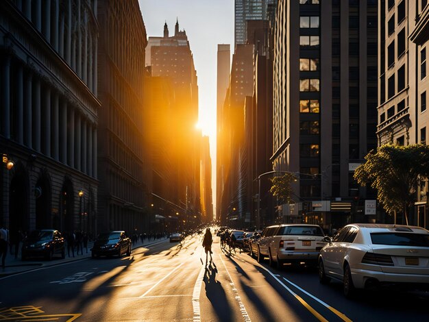 Foto uma vista cativante da rua na cidade de nova york