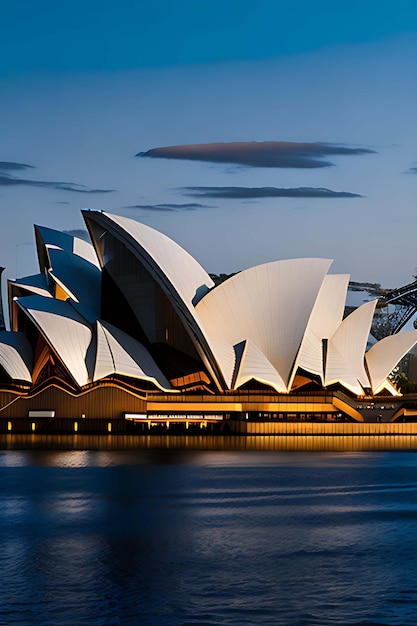 Uma vista da casa de ópera de Sydney a partir da água Generative AI