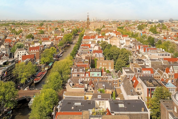 Uma vista da cidade de Amsterdã de cima