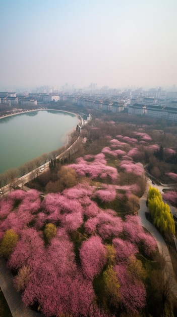 Uma vista da cidade de wuxi do topo de uma colina