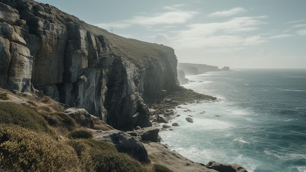 Uma vista das falésias na baía de st ives