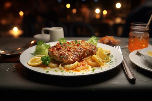 Foto uma vista de um delicioso prato de comida