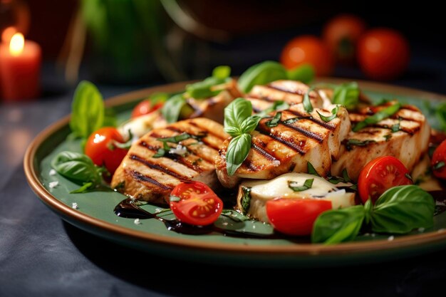 Uma vista deslumbrante de caprese de frango grelhado