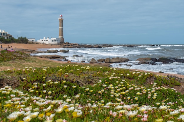 Uma vista do farol da praia