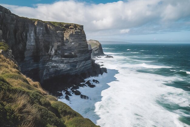 Uma vista do oceano das falésias de moher