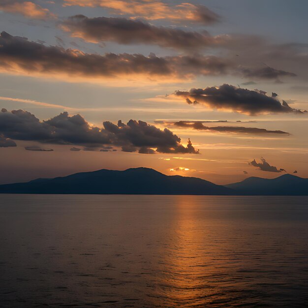 Foto uma vista do pôr-do-sol de uma montanha e uma cordilheira