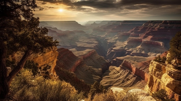Uma vista do pôr do sol do Grand Canyon