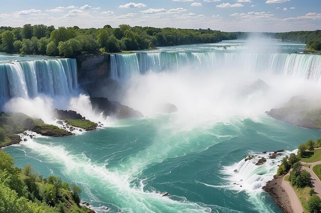 Uma vista panorâmica das Cataratas do Niágara, no Canadá