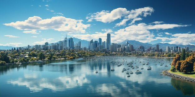 uma vista panorâmica de uma paisagem urbana moderna e movimentada na Tasmânia