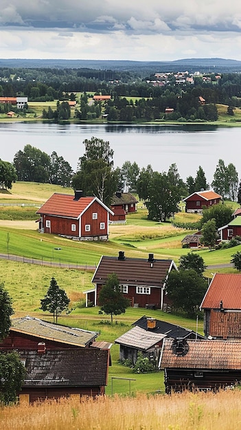 Foto uma vista serena da região de dalarna