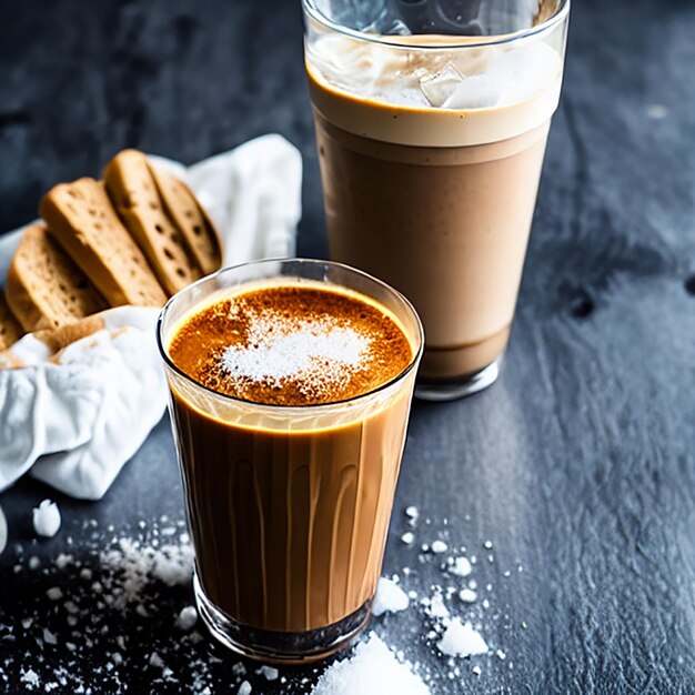 Uma xícara de café com leite