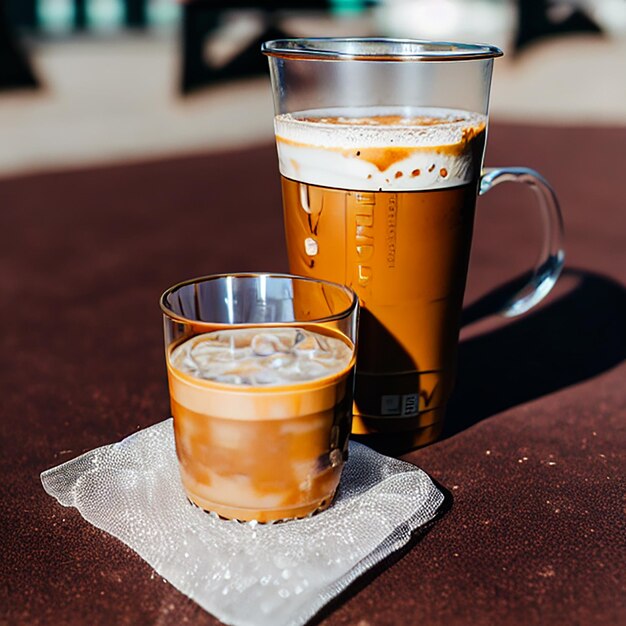 Uma xícara de café com leite