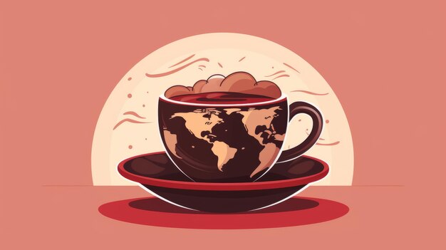 Foto uma xícara de café com um mapa mundi