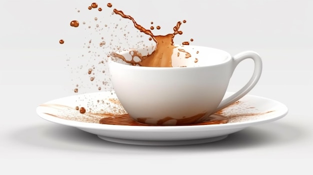 Uma xícara de café com um toque de café.