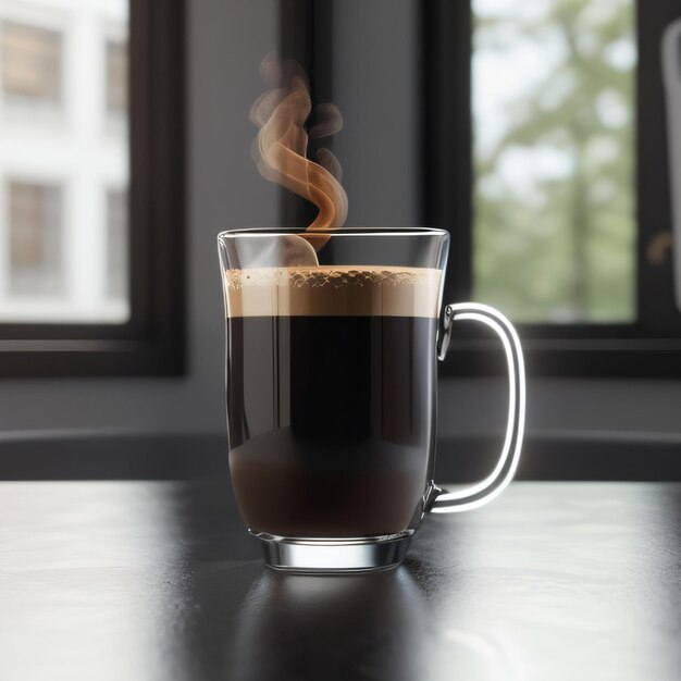 Uma xícara de café com vapor saindo dela