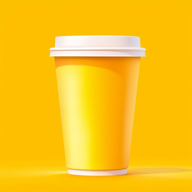 Uma xícara de café fundo de estúdio fundo amarelo Para maquete
