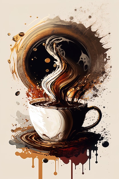 Uma xícara de imagem de fundo de arte de café