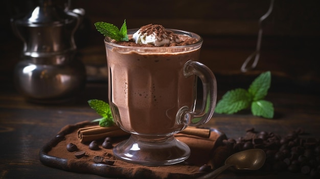 Uma xícara quente de ChocoMint Mocha para um tratamento de inverno