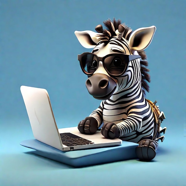 Uma zebra bonita usando um fundo de laptop gerado por IA