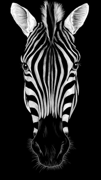 Foto uma zebra com fundo preto