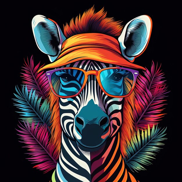 Uma zebra com um chapéu que diz zebra.