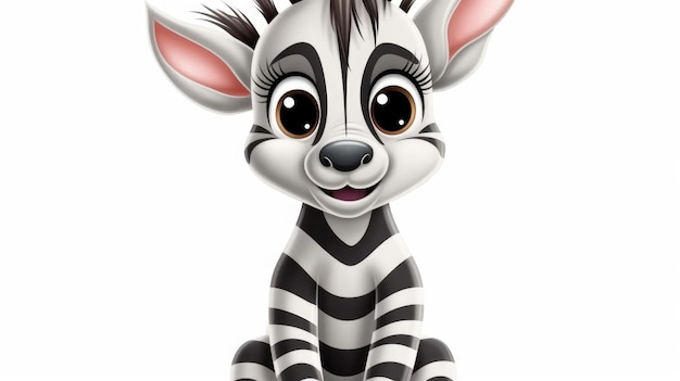 Uma zebra de desenho animado com listras no rosto