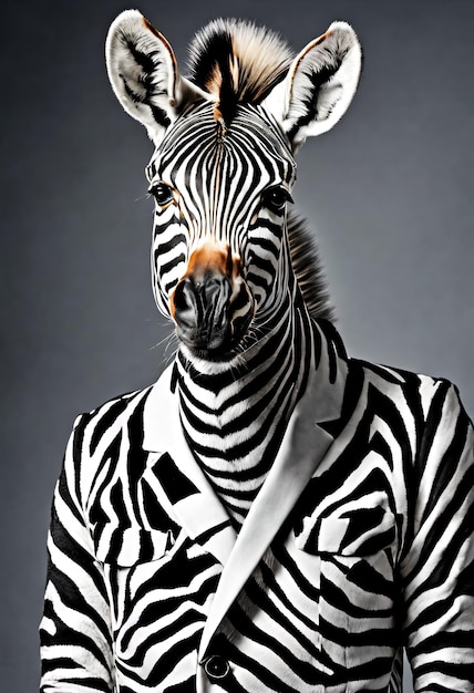 Foto uma zebra usa um terno de moda