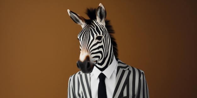 Uma zebra vestindo um terno com a letra a nele