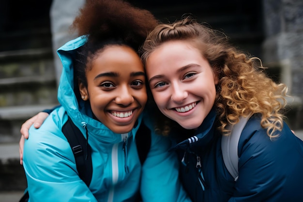 Foto umarmung zwischen einem yogalehrer und einem schüler