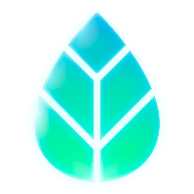 Umgebungsblatt png-Ikonensticker Neon-Leucht-Design auf durchsichtigem Hintergrund