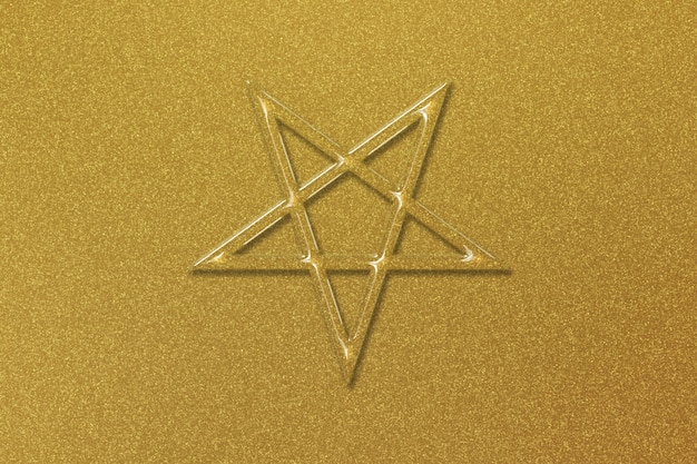 Umgekehrtes Pentagramm-Symbol, satanisches Zeichen, goldener Hintergrund