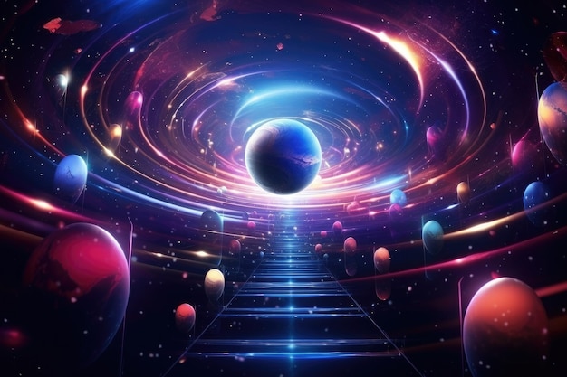 Umlaufbahn des Universums bunter abstrakter Hintergrund Generative KI