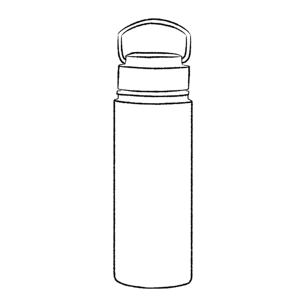 Umrisse einer Flasche aus Edelstahl auf weißem Hintergrund
