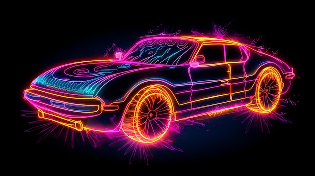 Umrissierte Neon-Digitalkunst-Illustrationen Hintergründe Stockfotos und Bilder